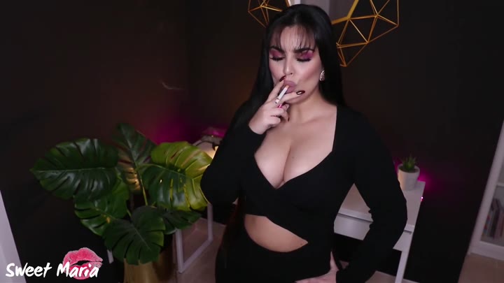 Sweet Maria Black Dress Smoking Fetish