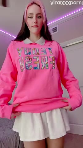 Morgpie Twerking Tease in Pink Hoodie and White Skirt with a Dildo Masturbation Show