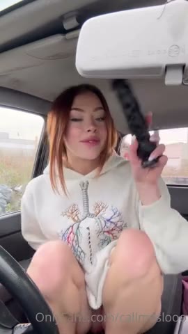 Watch Call Me Slo Flicks Her Bean with Dildo in Car while Smoking