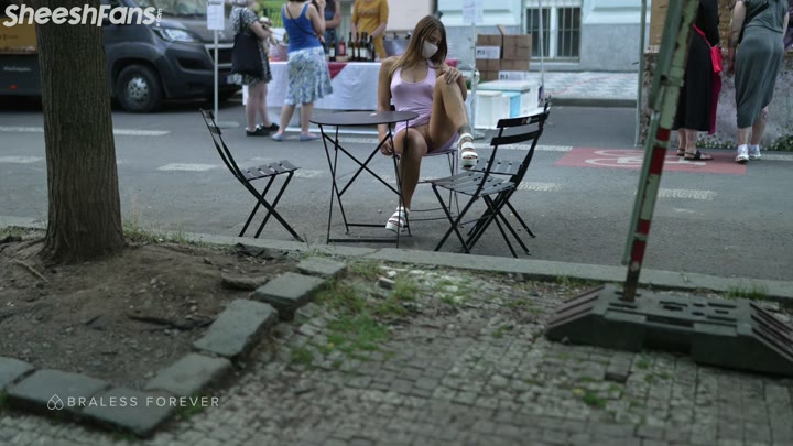 Watch Bralessforever Rocky Purple Dress Walking Half Naked On Public Streets